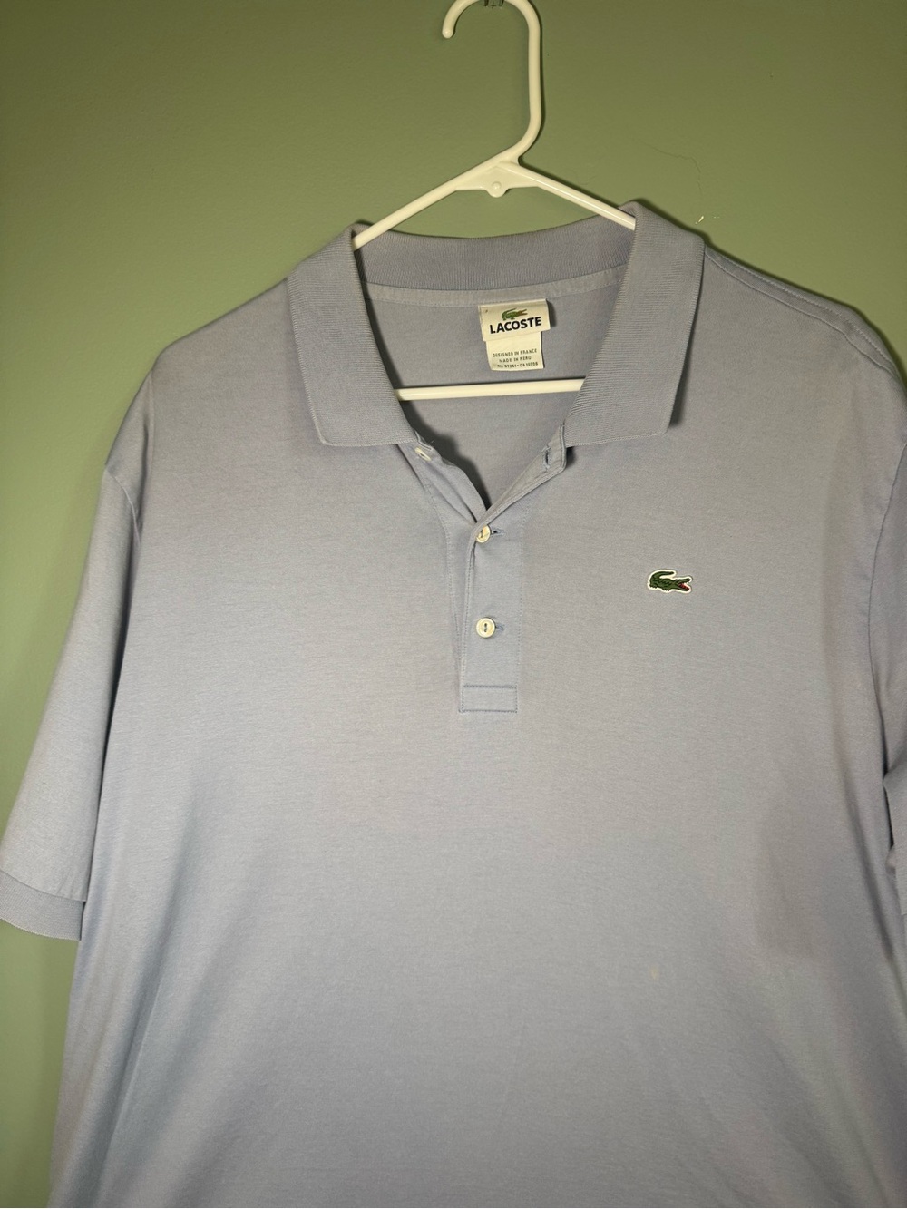 Lacoste Men’s Polo Shirt in Pale Blue with Green Crocodile